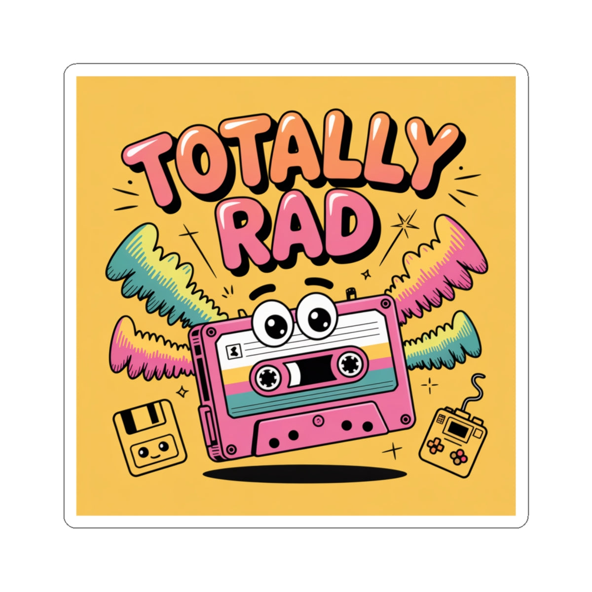 Totally Rad Cassette Tape Kiss-Cut Stickers - Retro Vibe for Fun Decorating