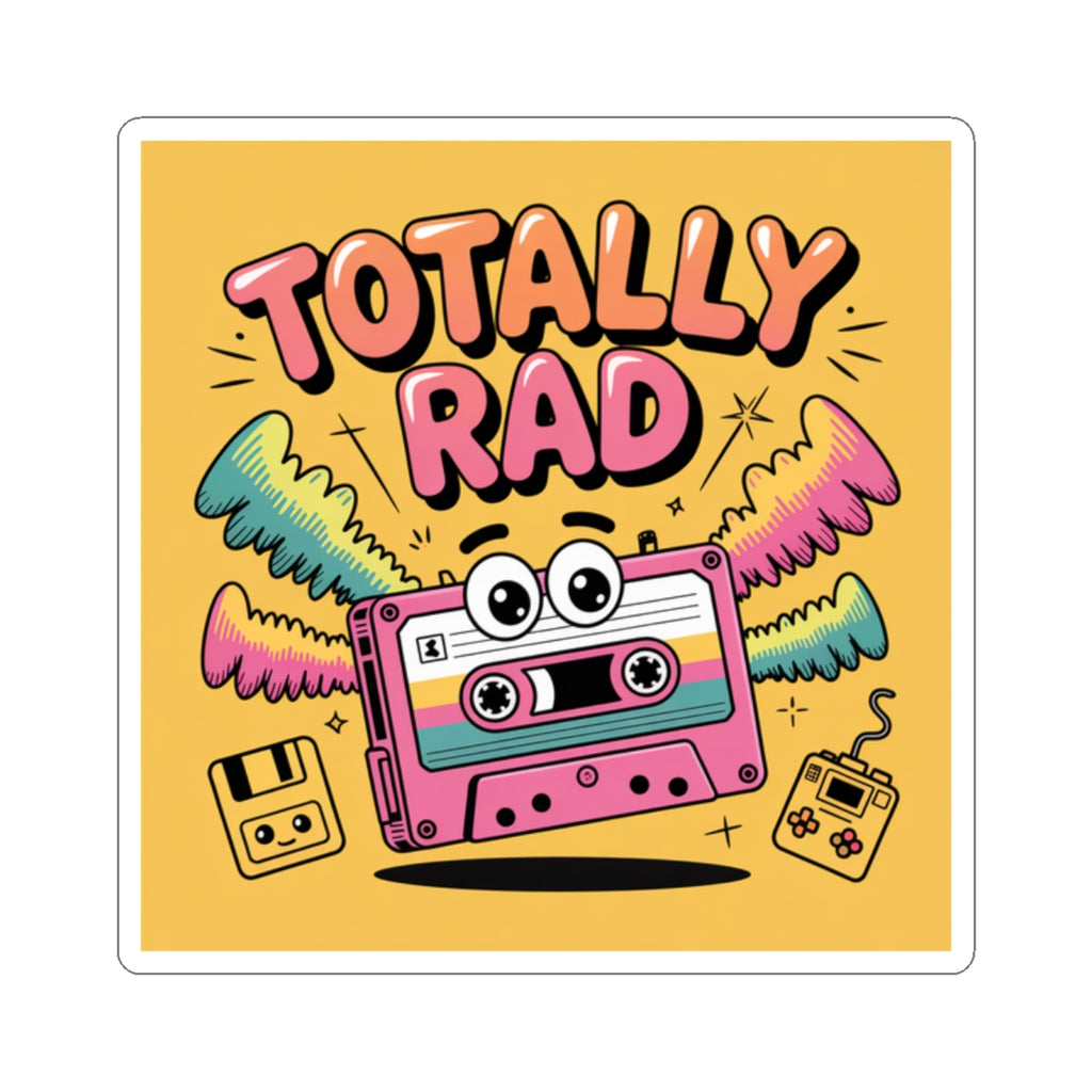 Totally Rad Cassette Tape Kiss-Cut Stickers - Retro Vibe for Fun Decorating