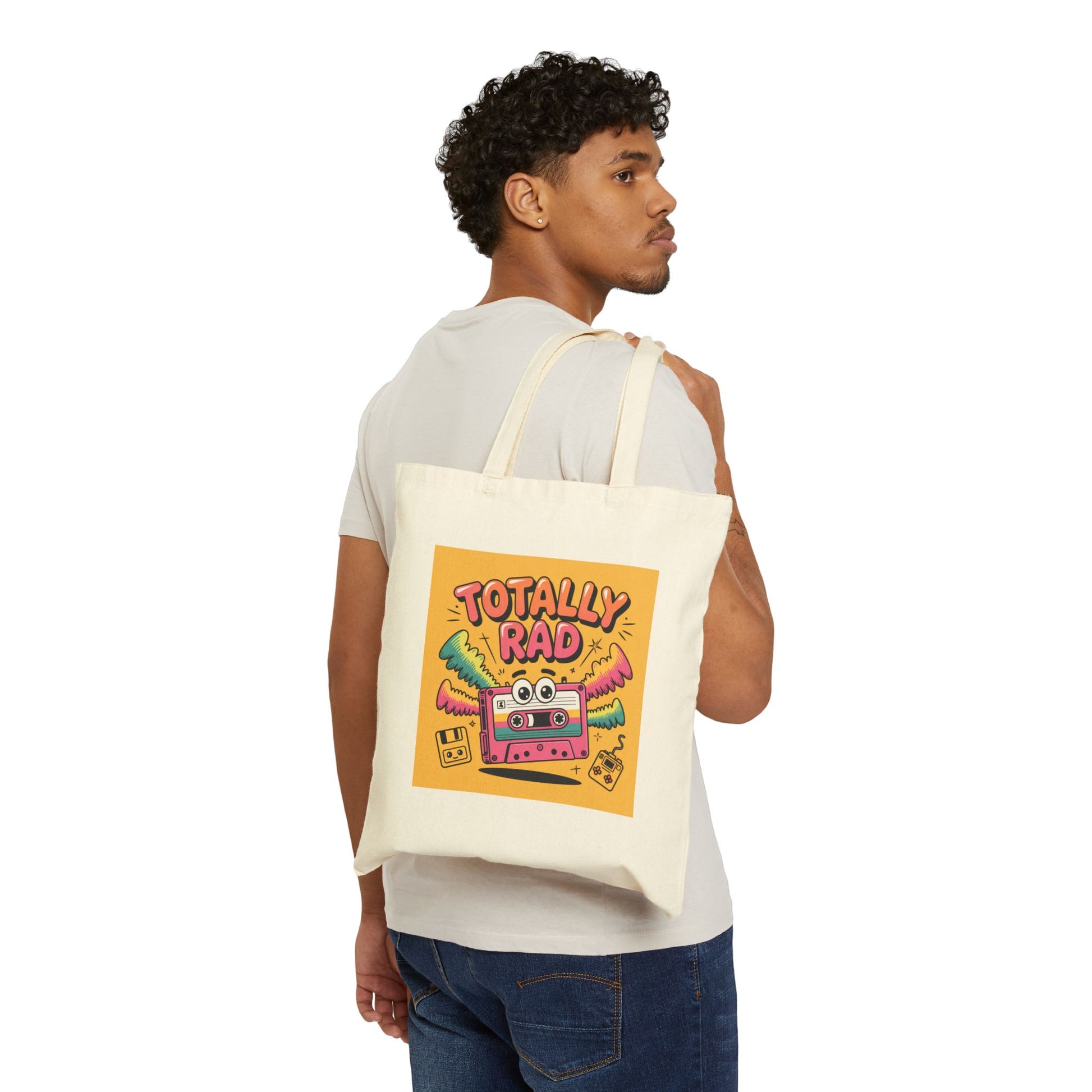 Totally Rad Cotton Canvas Tote Bag - Retro Style for Music Lovers