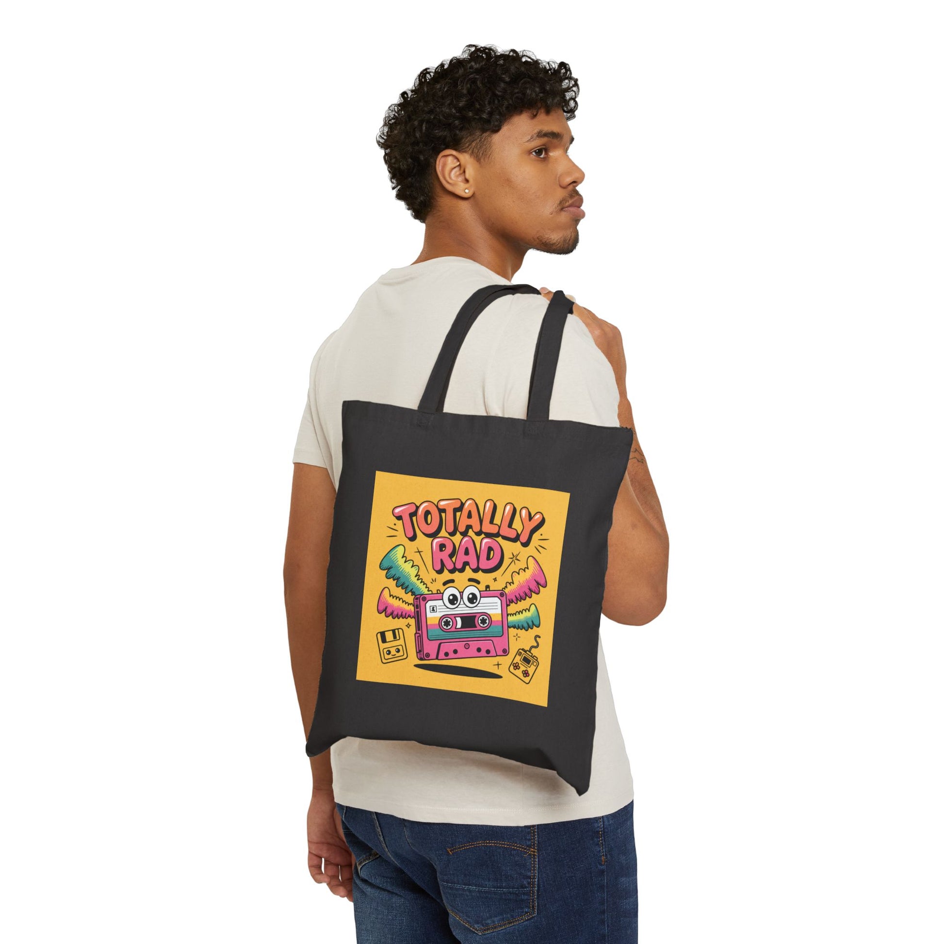 Totally Rad Cotton Canvas Tote Bag - Retro Style for Music Lovers