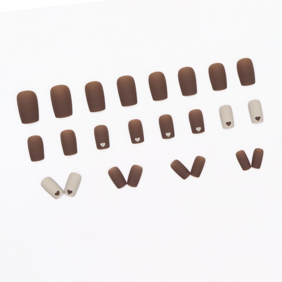 Warm Color Milk Love Brown Medium Length White Removable Nail Sticker