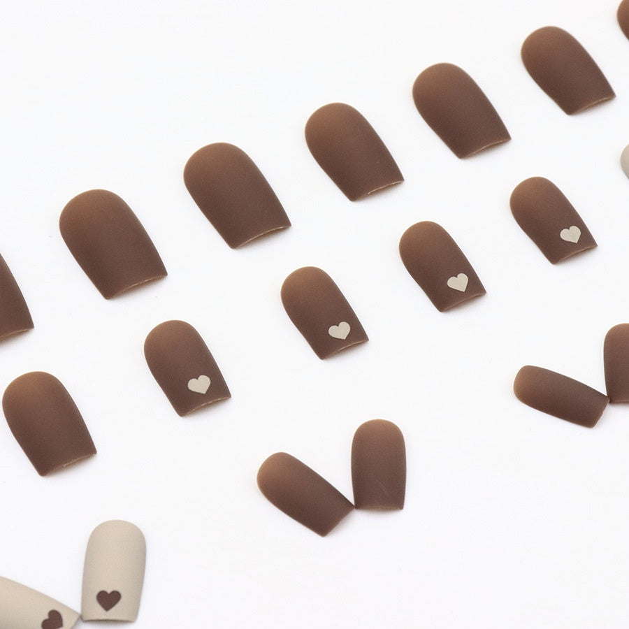 Warm Color Milk Love Brown Medium Length White Removable Nail Sticker