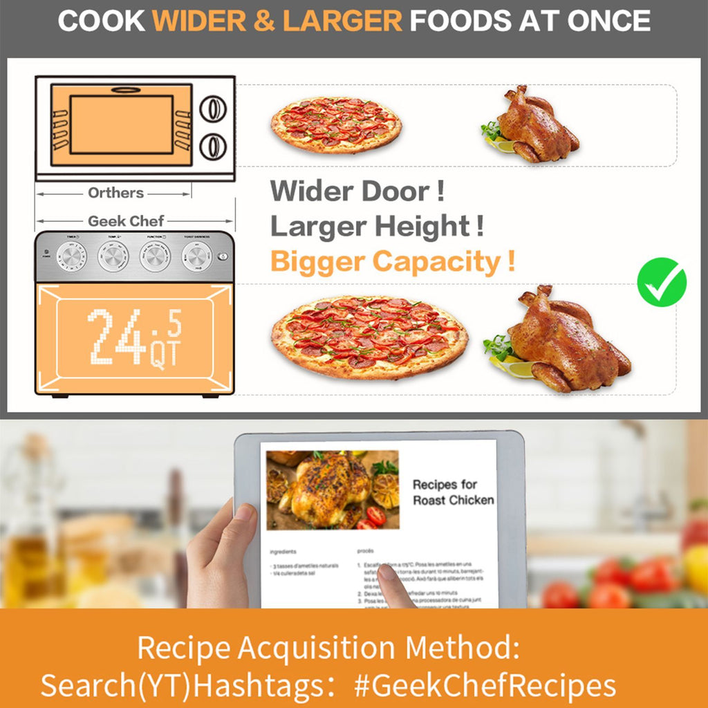 Geek Chef Air Fryer 6 Slice 26QT 26L Air Fryer Fry Oil-Free