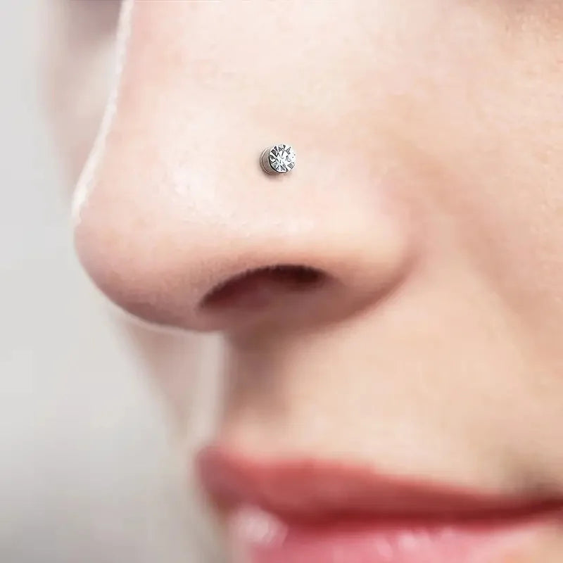 2-12Pcs Simple Stainless Steel Magnetic Nose Stud Earrings, 3mm Non-Pierced Body Jewelry For Male and female