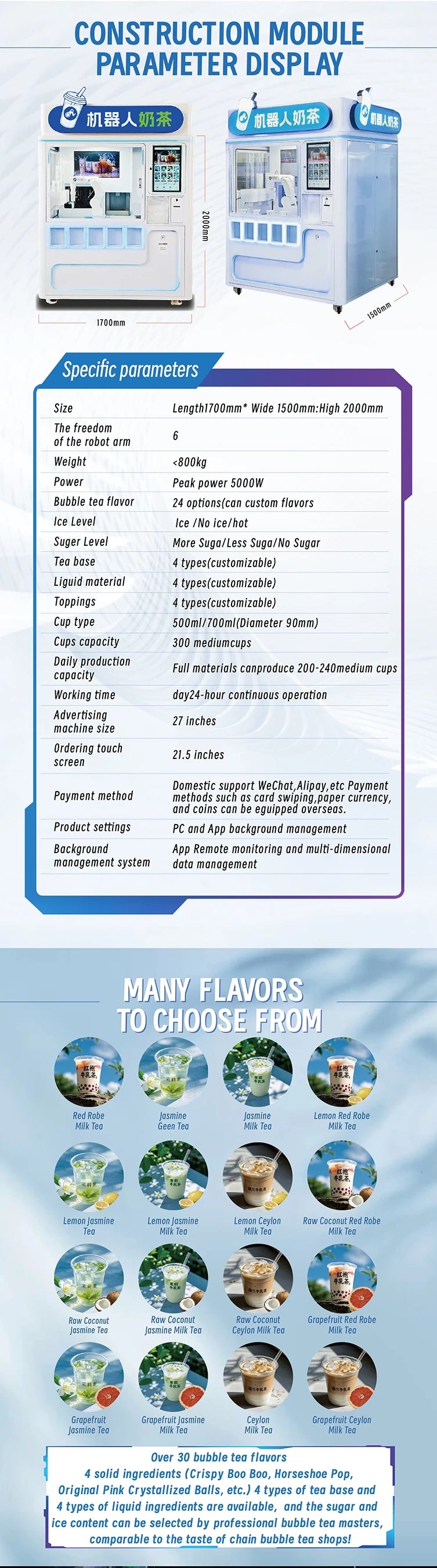 AI Bubble Tea Robot Vending Kiosk Machine Automatic Robot Handling Coffee Robot Vending Machine