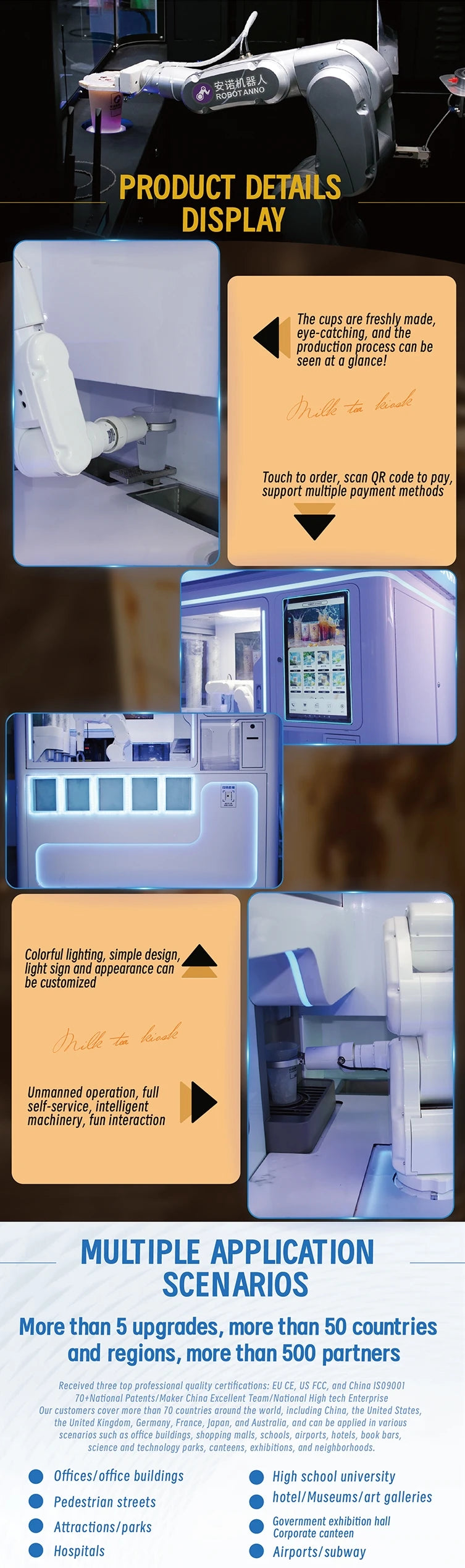 AI Bubble Tea Robot Vending Kiosk Machine Automatic Robot Handling Coffee Robot Vending Machine