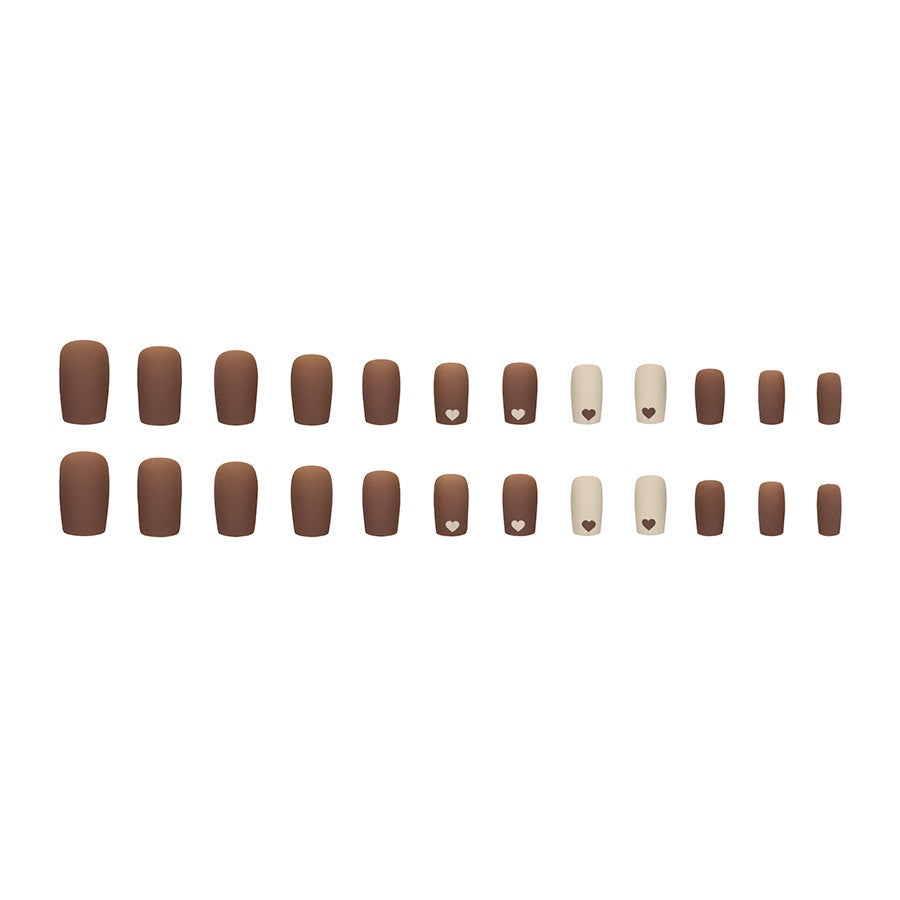 Warm Color Milk Love Brown Medium Length White Removable Nail Sticker